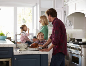 family in kitchen