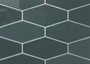 Dark green wide hexagon tile mosaic pattern